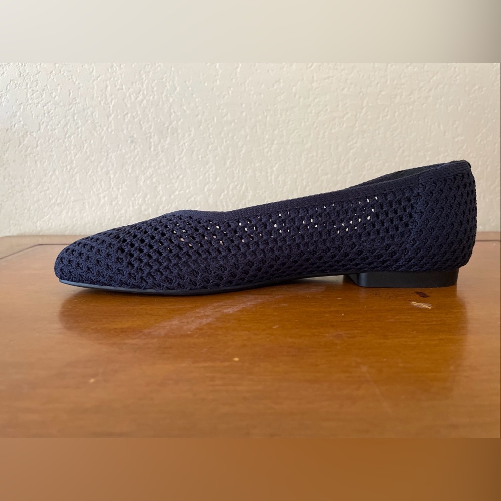 Vivaia Margot Square Toe V-Cut Flats Navy Knit Shoes Size 37.5 US Sz 7 VGC - Picture 8 of 14